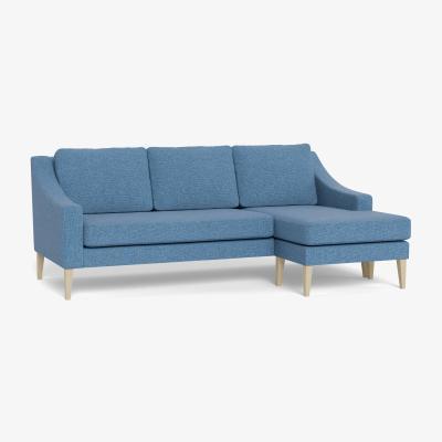 Heal's Heal's Richmond Corner Chaise Sofa Tejo Recycled Cobalt Black Feet - Heal's UK Furniture