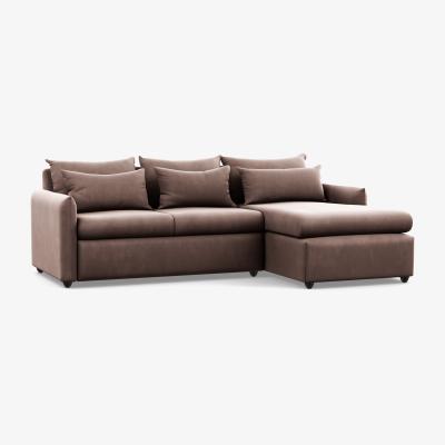 Heal's Heal's Pillow Medium Right Hand Corner Chaise Velvet Mink Natural Feet - Heal's UK Furniture