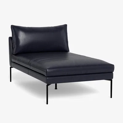 Heal's Heal's Matera Chaise Longue Leather Stonewash Black 263 Black Feet - Heal's UK Furniture