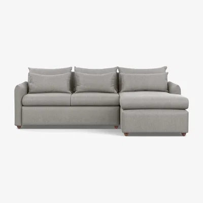 Heal's Heal's Pillow Medium Right Hand Corner Chaise Sofa Bed Texture Pale Grey Chestnut Stain Feet - Heal's UK Bedroom Furniture