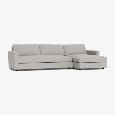 Heal's Heal's Nimbus II Complete 4 Seater Corner Chaise RHF Smart Linen Mix Silver Black Feet - Heal's UK Furniture