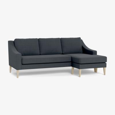 Heal's Heal's Richmond Corner Chaise Sofa Linen Dark Grey Black Feet - Heal's UK Furniture