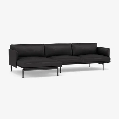 Heal's Muuto Outline Corner Chaise Sofa Left Hand Facing Refine Leather Cognac - Heal's UK Furniture