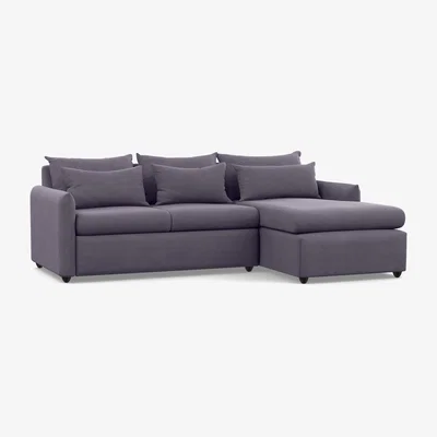 Heal's Heal's Pillow Medium Right Hand Corner Chaise Linen Shadow Chestnut Stain Feet - Heal's UK Furniture