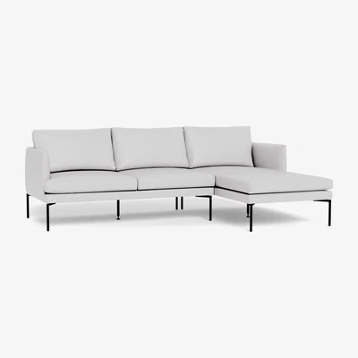 Heal's Heal's Matera Corner Chaise Sofa RHF Leather Grain White 000 Black Feet - Heal's UK Furniture