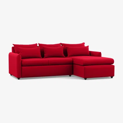 Heal's Heal's Pillow Medium Right Hand Corner Chaise Melton Wool Red Oxide Natural Feet - Heal's UK Furniture