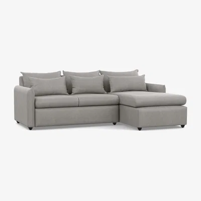 Heal's Heal's Pillow Medium Right Hand Corner Chaise Texture Pale Grey Black Feet - Heal's UK Furniture