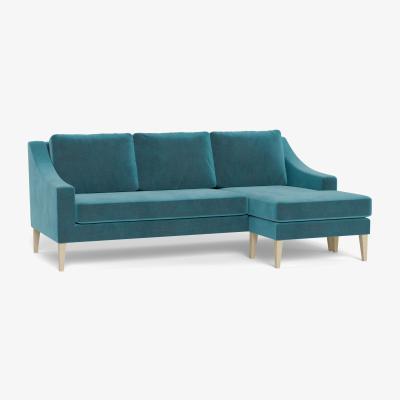 Heal's Heal's Richmond Corner Chaise Sofa Smart Luxe Velvet Airforce Blue Tinted Ash - Heal's UK Furniture