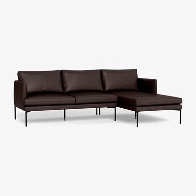 Heal's Heal's Matera Corner Chaise Sofa RHF Leather Grain Chocolate 066 Black Feet - Heal's UK Furniture