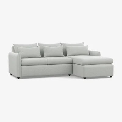 Heal's Heal's Pillow Medium Right Hand Corner Chaise Melton Wool Limestone Black Feet - Heal's UK Furniture