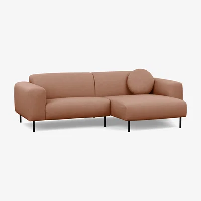 Heal's Heal's Luna Right Hand Facing Corner Chaise Sofa Luxury Leather Anthracite Black Feet - Heal's UK Furniture