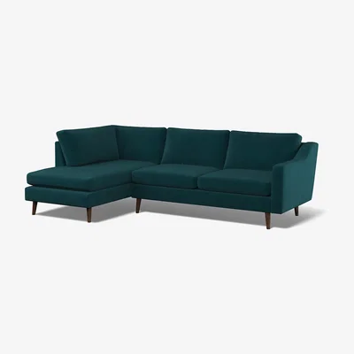 La Redoute Rosa Velvet Chaise - Left facing with Dark Wood Legs