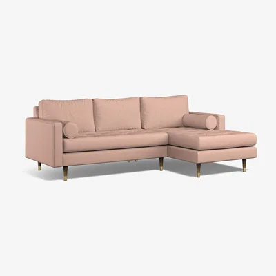 La Redoute Coco Soft Brushed Chaise - Right Facing with Walnut Legs