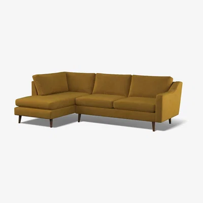 La Redoute Rosa Velvet Chaise - Left facing with Dark Wood Legs