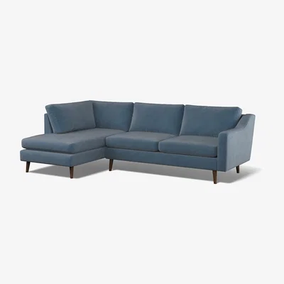 La Redoute Rosa Velvet Chaise - Left facing with Dark Wood Legs