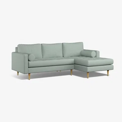 La Redoute Coco Soft Brushed Chaise - Right Facing with Natural Wood Legs