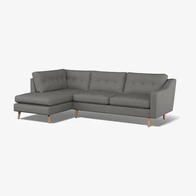 La Redoute Rosa Buttoned Soft Brushed Chaise - Left facing with Light Wood Legs
