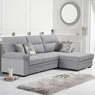 Oak&More Josephine Grey Linen Right Hand Facing Corner Sofa Bed