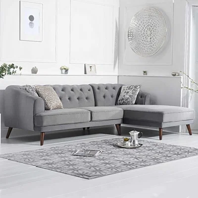 Oak&More LAST ONE REMAINING Delilah Grey Velvet Right Hand Facing Corner Sofa