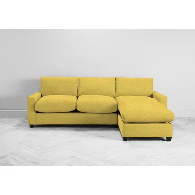 Perch and Parrow Mimi Right Hand Chaise Ottoman Sofa Bed in Summer Buttercup