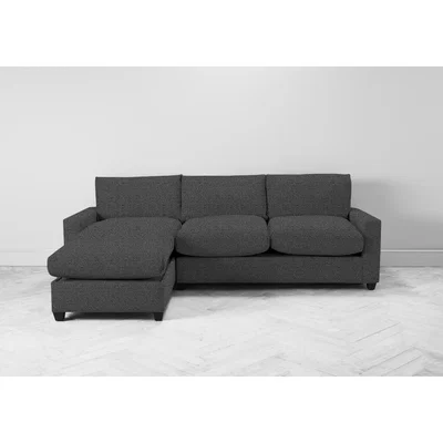 Perch and Parrow Mimi Left Hand Chaise Ottoman Sofa Bed in Crow Black