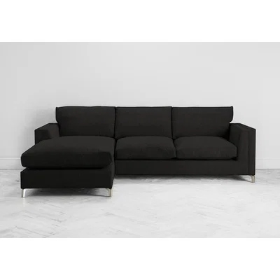 Perch and Parrow Chris Left Hand Chaise Sofa Bed in Obsidian Black