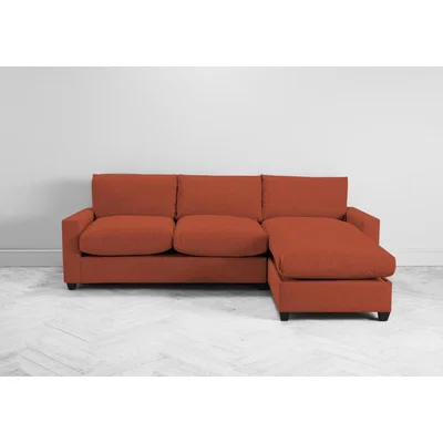 Perch and Parrow Mimi Right Hand Chaise Ottoman Sofa Bed in Marmalade Orange