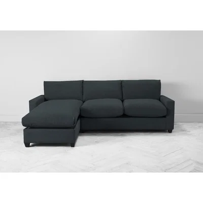 Perch and Parrow Mimi Left Hand Chaise Ottoman Sofa Bed in Denim Blue