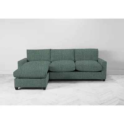 Perch and Parrow Mimi Left Hand Chaise Ottoman Sofa in Turtle Green