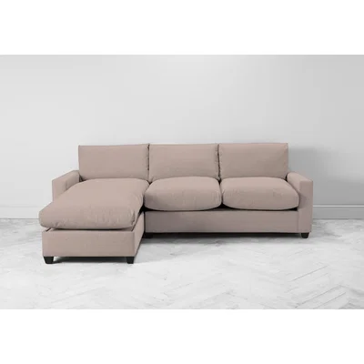 Perch and Parrow Mimi Left Hand Chaise Ottoman Sofa in Portrait Pink