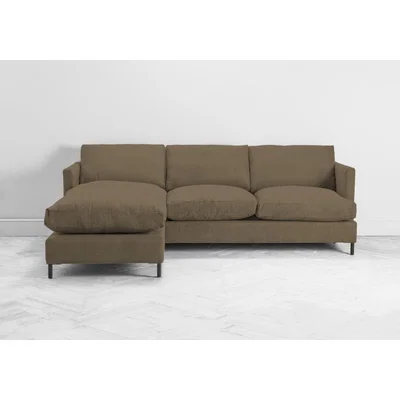 Perch and Parrow Justin Left Hand Chaise Sofa in Saddle Brown