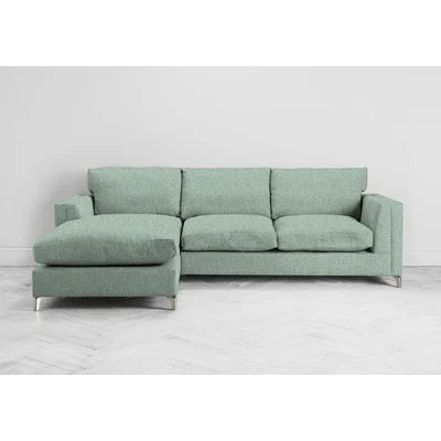 Perch and Parrow Chris Left Hand Chaise Sofa in Thyme Green