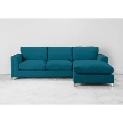 Perch and Parrow Chris Right Hand Chaise Sofa Bed in Spanish Blue
