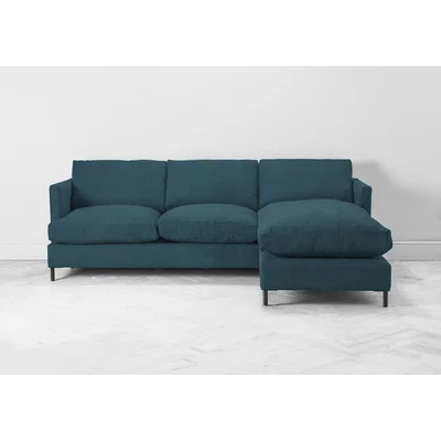 Perch and Parrow Justin Right Hand Chaise Sofa in Steel Blue