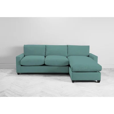 Perch and Parrow Mimi Right Hand Chaise Ottoman Sofa in Turkish Blue