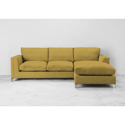 Perch and Parrow Chris Right Hand Chaise Sofa Bed in Dandelion