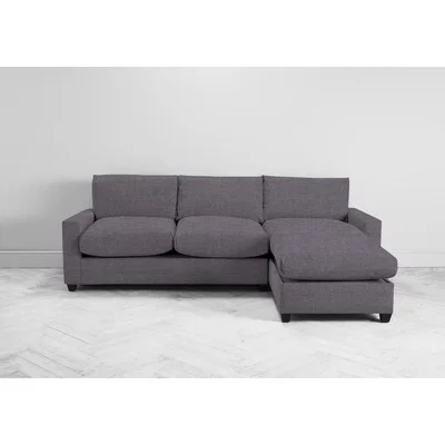 Perch and Parrow Mimi Right Hand Chaise Ottoman Sofa Bed in Violet Leaf