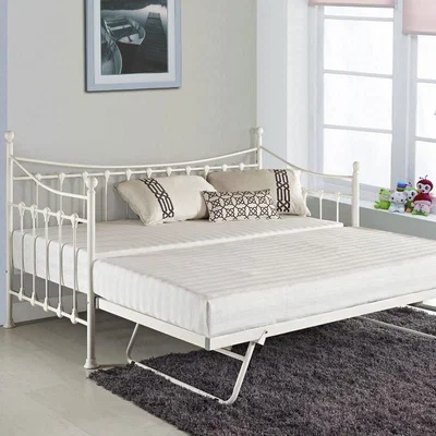 The Range Day Bed with Underbed Trundle and 2 Mattresses Daybed  - White