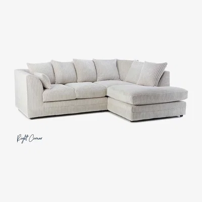 The Range Canolo Luxury RHF Corner Chaise Jumbo Cord Sofa - Yellow