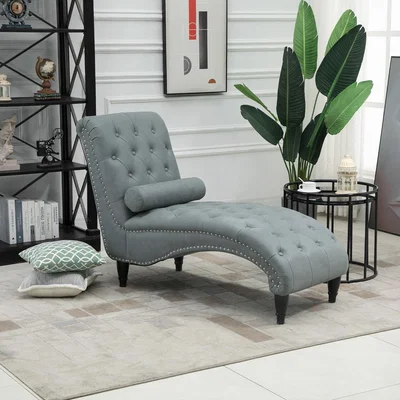 The Range Tufted Chaise Longue Modern Recliner  - Grey