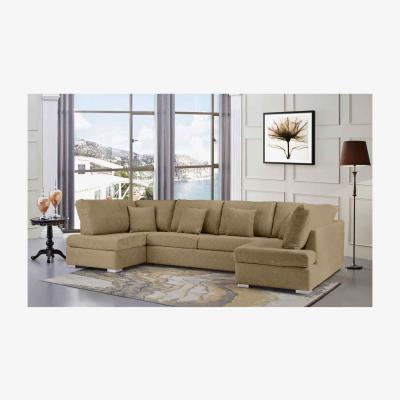 The Range Ollie Large U Shape Sofa Velour Velvet Fabric - Brown