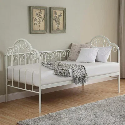The Range Lilly Vintage Style Single White Metal Day Bed Frame - White