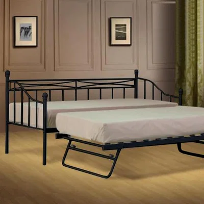 The Range Black Metal Day Bed With Trundle - Single