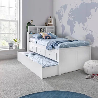 The Range Venus White Guest Bed With Drawers  - White / With Trundle / Memory Foam Mattress