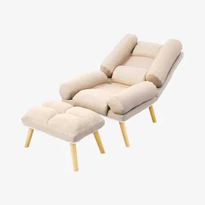The Range Lounge Recliner and Footstool - Beige