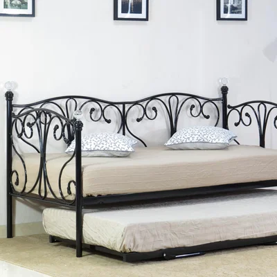 The Range Metal Crystal Finial Day Bed  - Black / 85cm