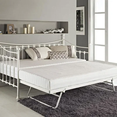 The Range Glossy Vanilla White Daybed with Underbed Trundle 3FT