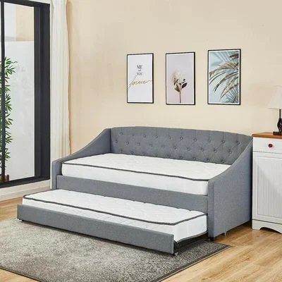 The Range Kosy Koala Linen Fabric Grey Daybed With Underbed Trundle