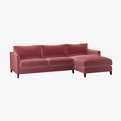 Sofa.com Izzy Medium RHF Chaise Sofa in Dusty Rose Cotton Matt Velvet - sofa.com