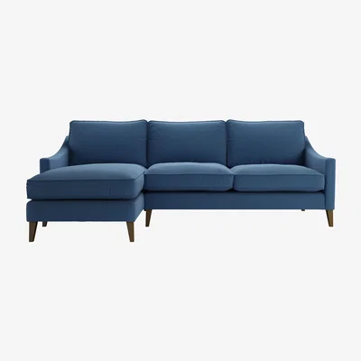 Sofa.com Iggy Medium LHF Chaise Sofa in Heather Blue Smart Cotton - sofa.com